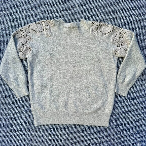 Ted Baker London Gray Wool-Blend Sweater With Intricate Embroidered Paisley Desi - Picture 2 of 6